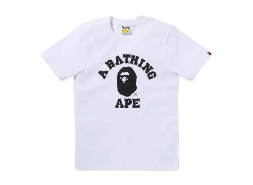 A BATHING APE Crystal Stone College Tee "White"