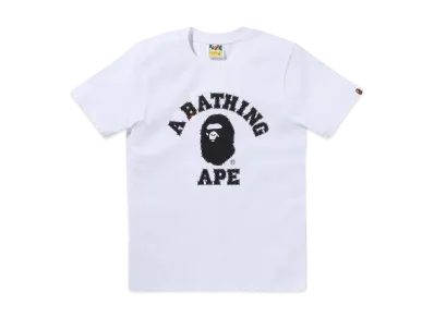A BATHING APE Crystal Stone College Tee "White"