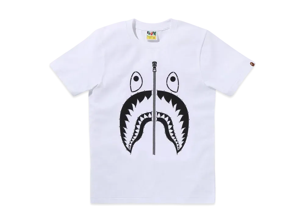 A BATHING APE Crystal Stone Shark Tee "White"