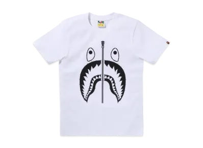 A BATHING APE Crystal Stone Shark Tee "White"