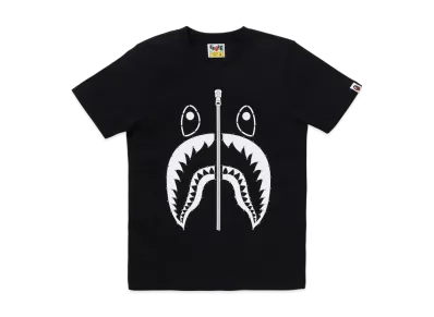 A BATHING APE Crystal Stone Shark Tee "Black"