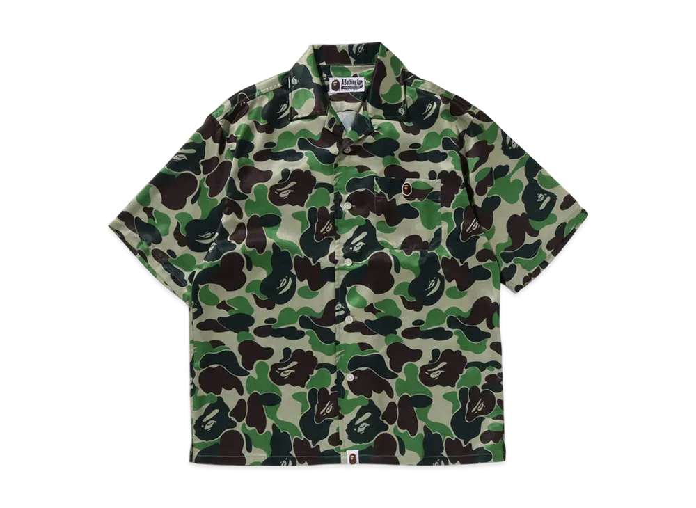 A BATHING APE Abc Camo Open Collar Shirt "Green"