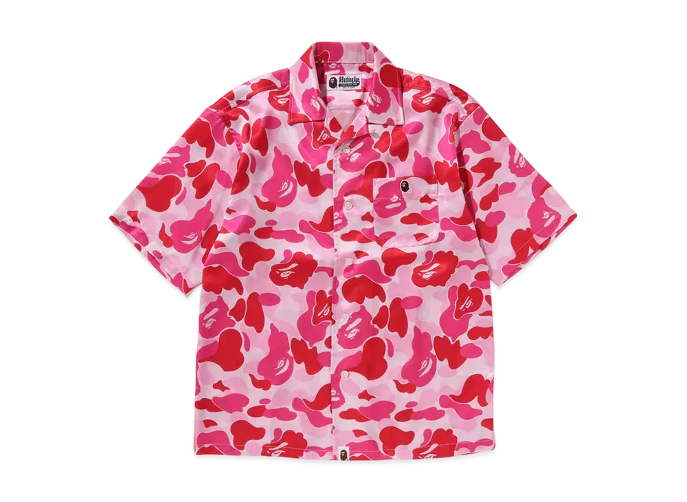 A BATHING APE Abc Camo Open Collar Shirt "Pink"