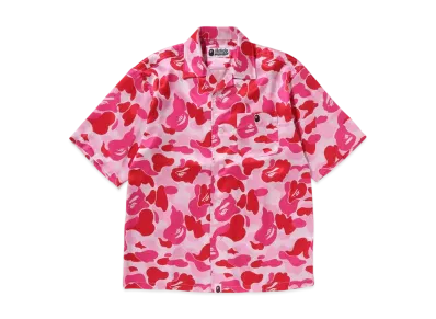 A BATHING APE Abc Camo Open Collar Shirt "Pink"