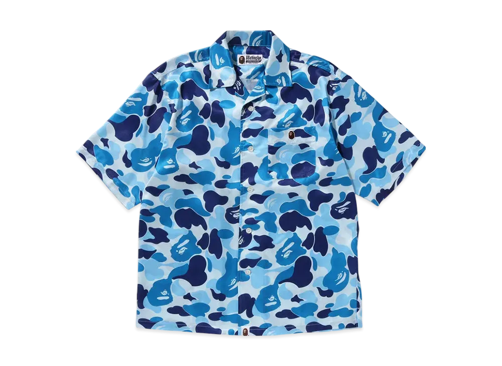 A BATHING APE Abc Camo Open Collar Shirt "Blue"