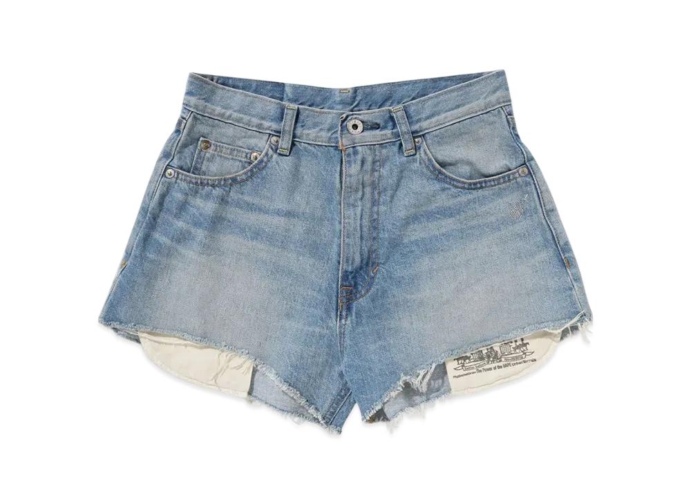 A BATHING APE Crystal Ape Head Denim Shorts "Lightindi"