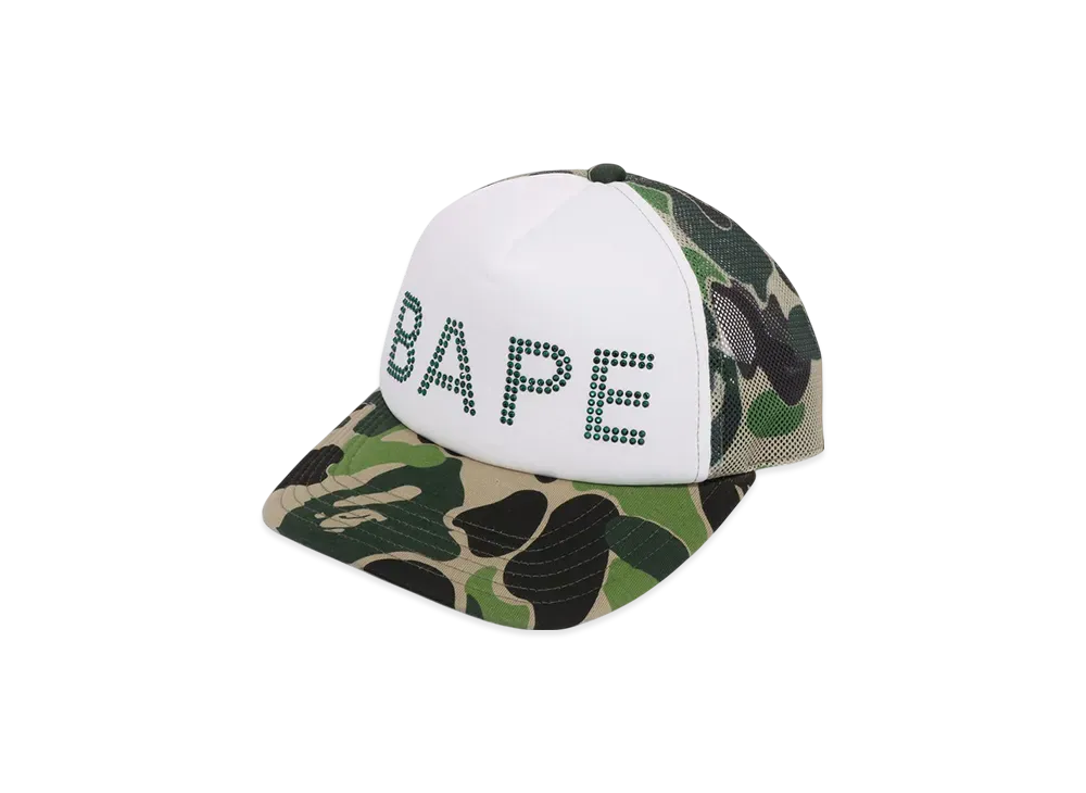 A BATHING APE Abc Camo Crystal Stone Mesh Cap "Green"