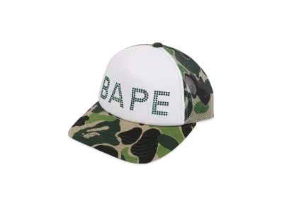 A BATHING APE Abc Camo Crystal Stone Mesh Cap "Green"