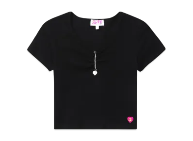 A BATHING APE Chain Detail V Neck Top "Black"