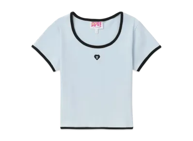 A BATHING APE Embroidery Crop Tee "Sax"