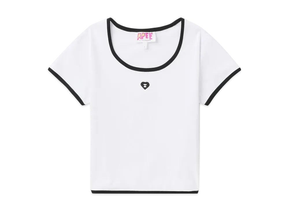 A BATHING APE Embroidery Crop Tee "White"