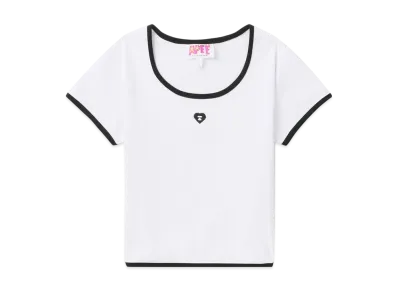 A BATHING APE Embroidery Crop Tee "White"