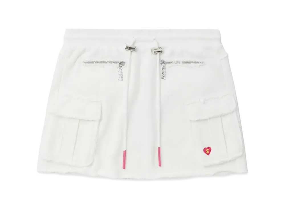A BATHING APE Ribbed Waistband Cargo Miniskirt "White"
