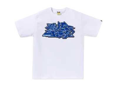 A BATHING APE Asnka Kanji Graffiti Logo Tee "White/Blue"