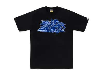 A BATHING APE Asnka Kanji Graffiti Logo Tee "Black/Blue"