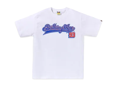 A BATHING APE Baseball Logo Tee "White/Blue"