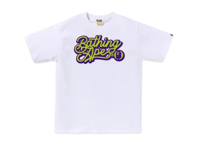 A BATHING APE Bathing Ape Script Logo Tee "White/Green"