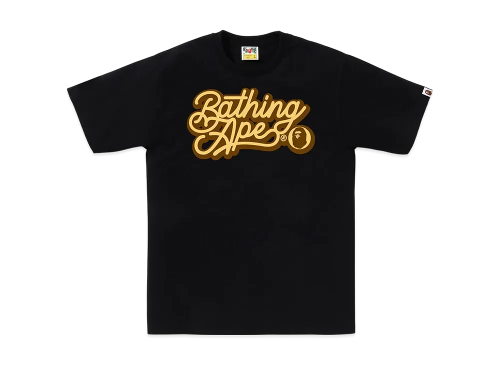 A BATHING APE Bathing Ape Script Logo Tee "Black/Brown"