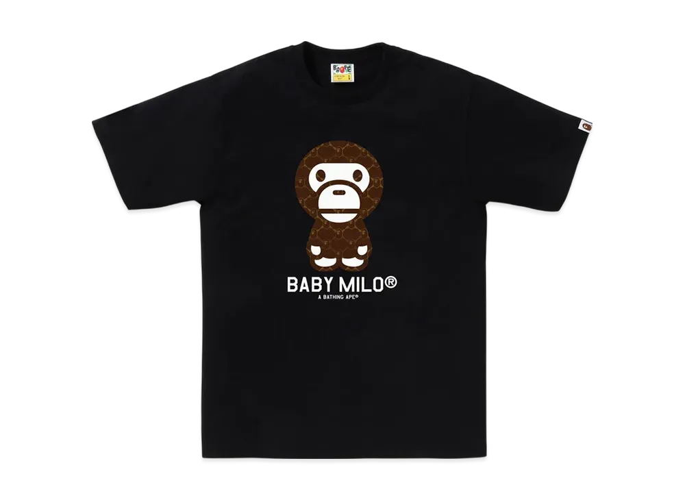 A BATHING APE College Monogram Baby Milo Tee "Black/Green"