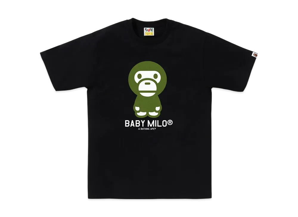 A BATHING APE College Monogram Baby Milo Tee "Black/Green"