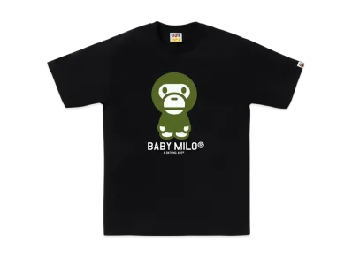 A BATHING APE College Monogram Baby Milo Tee "Black/Green"