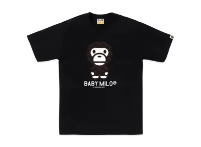 A BATHING APE College Monogram Baby Milo Tee "Black/Black"