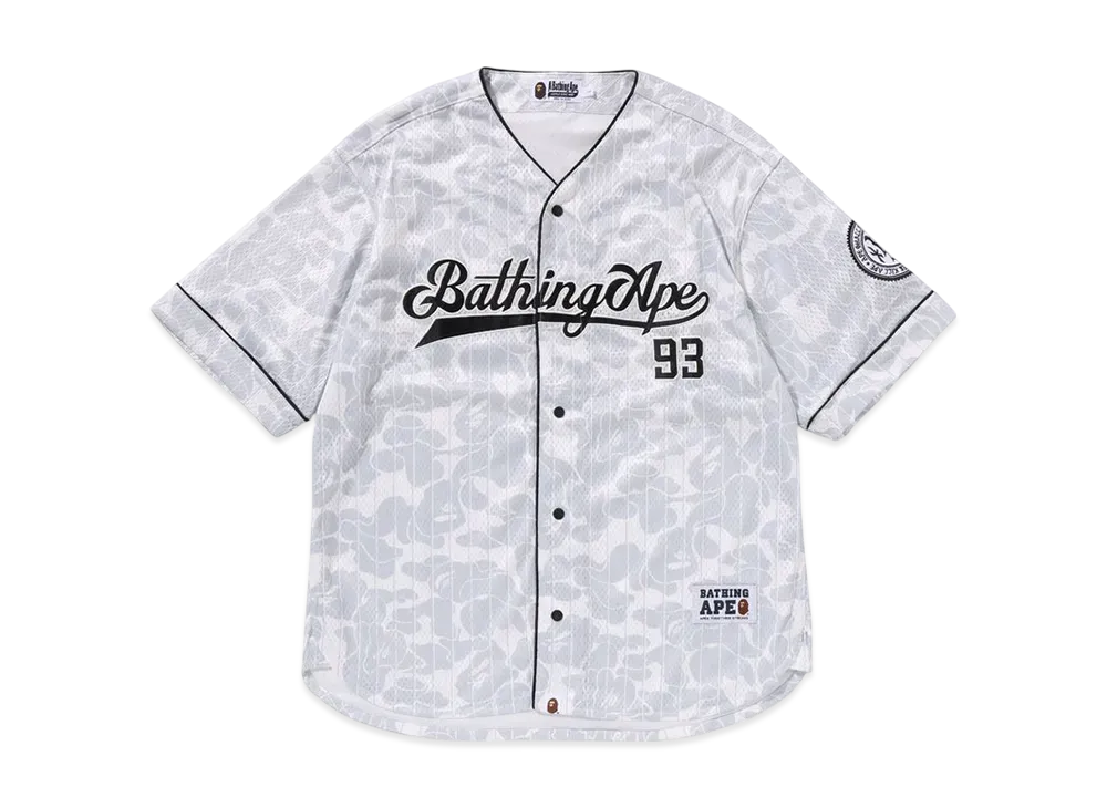 A BATHING APE Camo Stripe Baseball Shirt "White"