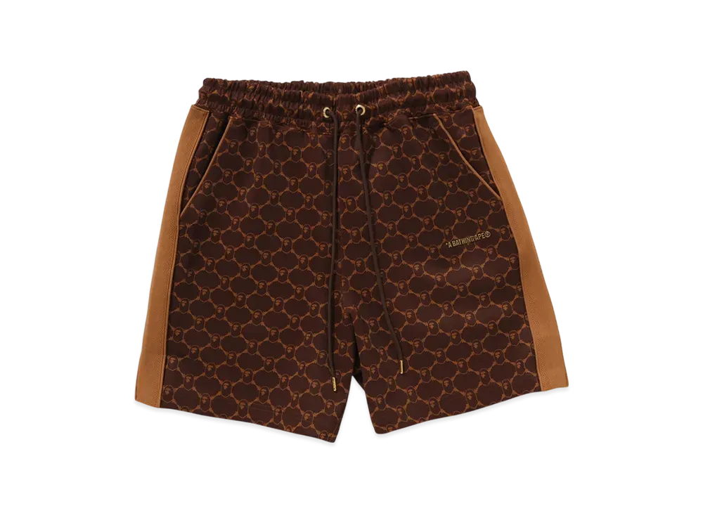 A BATHING APE College Monogram Relaxed Fit Sweat Shorts "Brown"