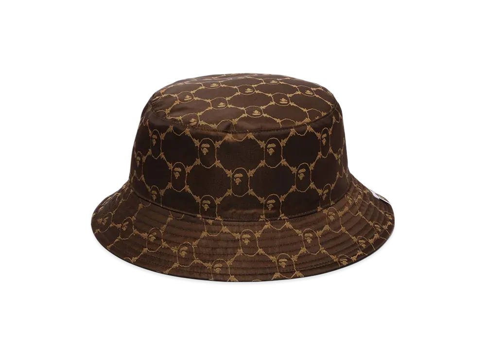 A BATHING APE College Monogram Reversible Buckle Hat "Brown"