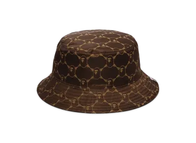A BATHING APE College Monogram Reversible Buckle Hat "Brown"