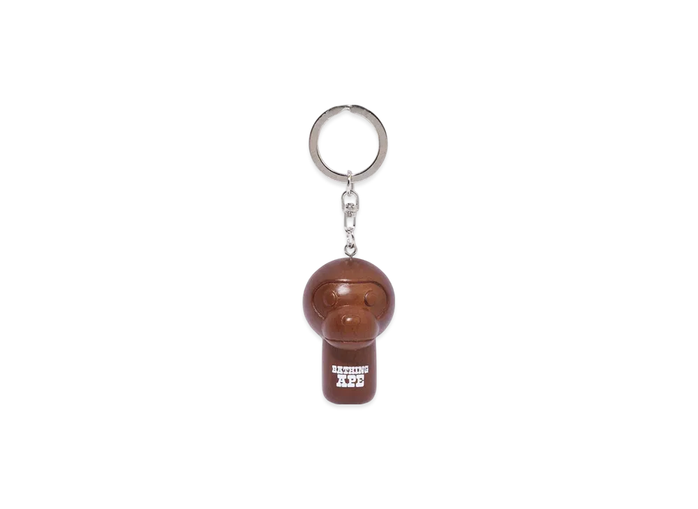 A BATHING APE Baby Milo Kokeshi Doll Key Chain "Brown"