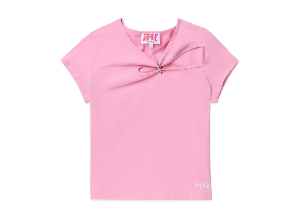 A BATHING APE Cut Out Top With Heart Shape Buckle "Pink"