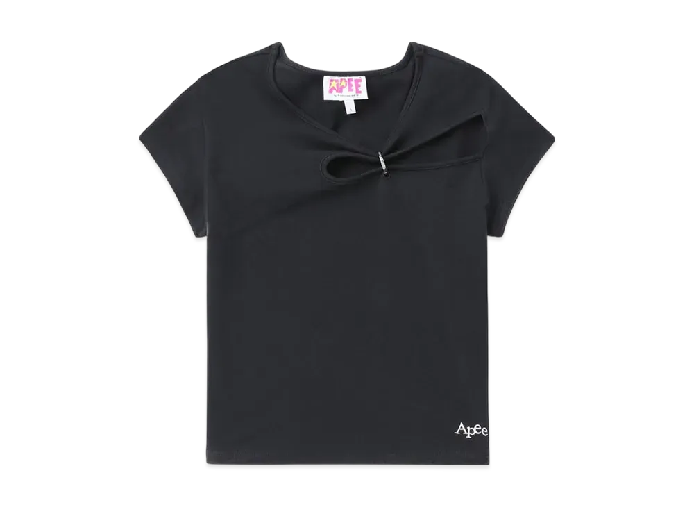 A BATHING APE Cut Out Top With Heart Shape Buckle "Charcoal"