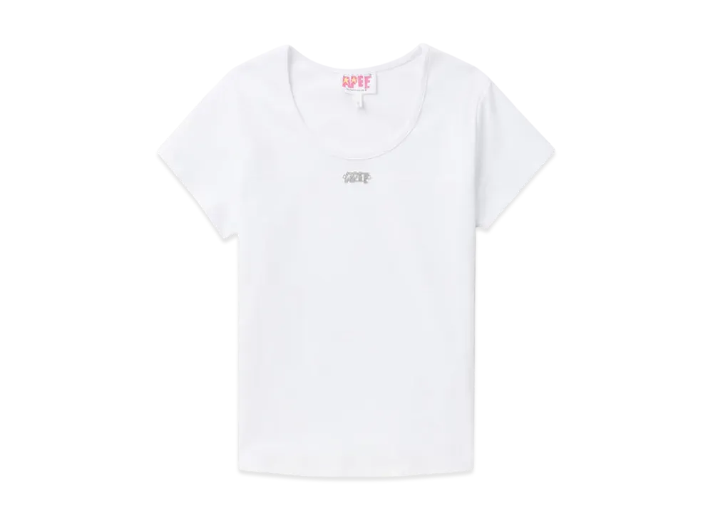 A BATHING APE Metal Trim Overlock Stitching Tee "White"