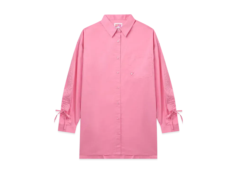 A BATHING APE Drawstring Details Boyfriend Shirt "Pink"