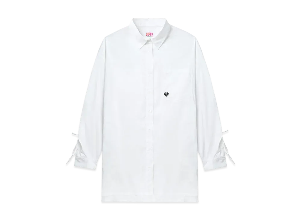 A BATHING APE Drawstring Details Boyfriend Shirt "White"
