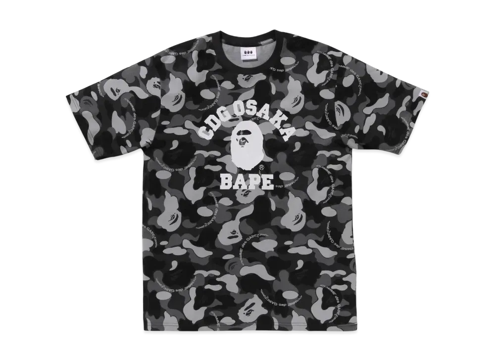 A BATHING APE x COMME des GARCONS OSAKA Camo College Tee "Black"