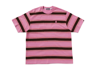A BATHING APE One Point Strip Relaxed Fit Tee "Pink"