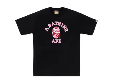 A BATHING APE Abc Camo College Tee "Black/Pink"