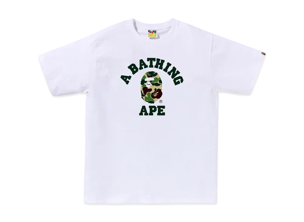 A BATHING APE Abc Camo College Tee "White/Green"