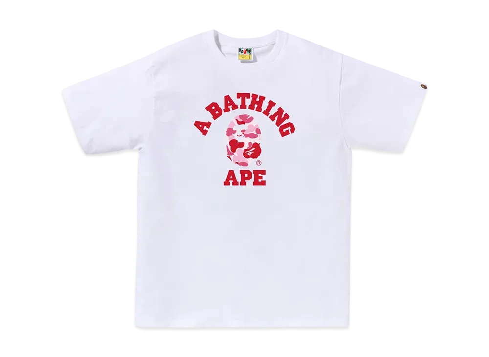 A BATHING APE Abc Camo College Tee "White/Pink"