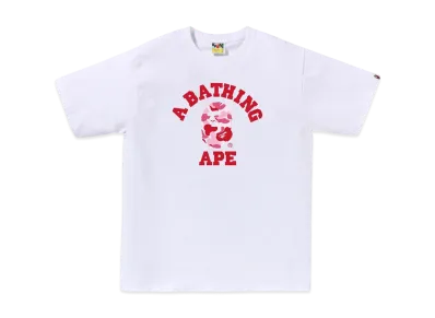 A BATHING APE Abc Camo College Tee "White/Pink"