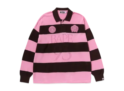 A BATHING APE Jacquard Multilogo Stripe Relaxed Fit LS Tee "Brown"