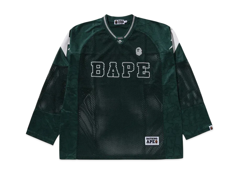 A BATHING APE Line Camo Multilogo Relaxed Fit Football Jersey "Green"