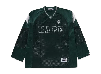 A BATHING APE Line Camo Multilogo Relaxed Fit Football Jersey "Green"