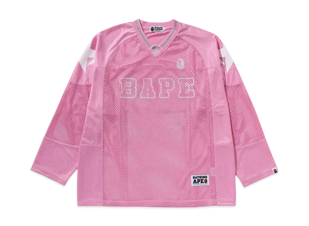 A BATHING APE Line Camo Multilogo Relaxed Fit Football Jersey "Pink"