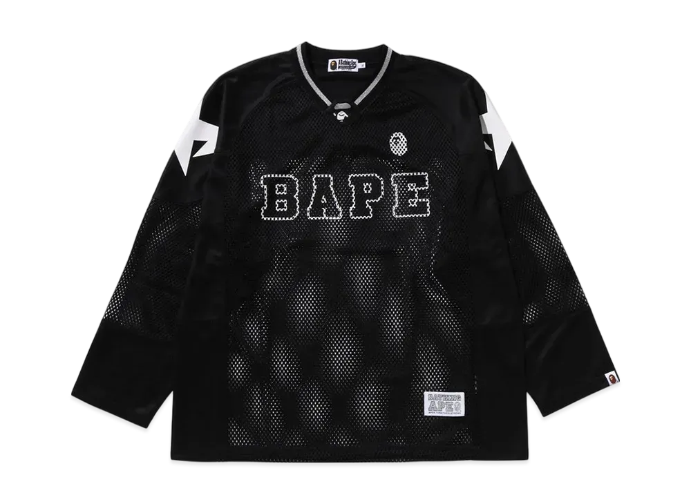 A BATHING APE Line Camo Multilogo Relaxed Fit Football Jersey "Black"