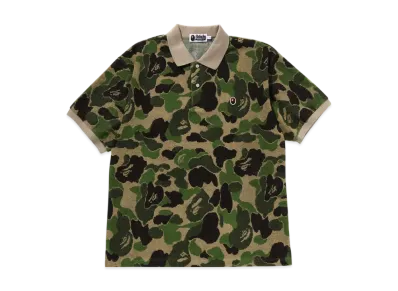 A BATHING APE Abc Camo Pile Jacquard Relaxed Fit Polo Shirt "Green"