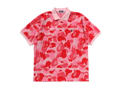 A BATHING APE Abc Camo Pile Jacquard Relaxed Fit Polo Shirt "Pink"