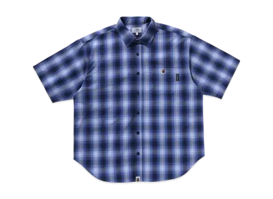 A BATHING APE Ombre Check Relaxed Fit Ss Shirt "Navy"